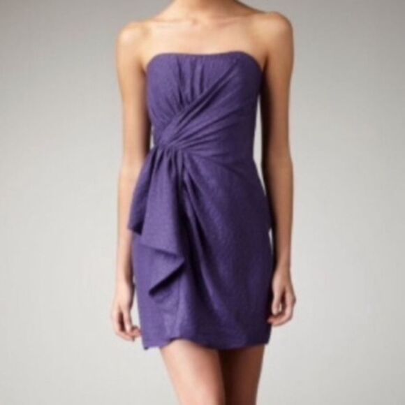 Shoshanna Strapless Purple Silk Mini Dress Size 0 NWT - Picture 1 of 9